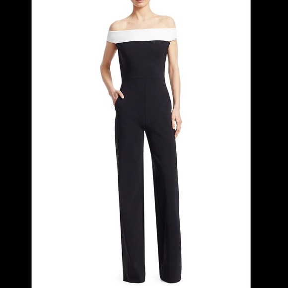 Chiara Boni Pants - CHIARA BONI Color Block Off-the-shoulder Jumpsuit